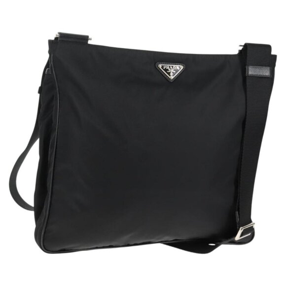 PRADA Shoulder Bag Nylon Black Silver Auth 144435V - Picture 1 of 16